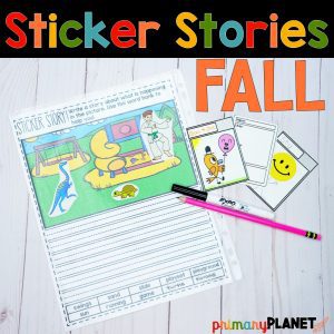 Sticker Ideas: Fall Sticker Stories Product Cover Shows Sticker Story Writing Center Template and Sticker Stories Sticker Trading Cards