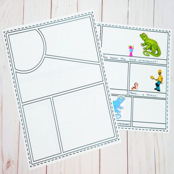 Anytime Sticker Stories - Lined Paper Templates - Sticker Story Writing Background Templates Comic Book Paper Templates