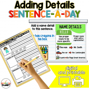 Mini-Lessons in Writing Adding Details Sentence a day cover and images.