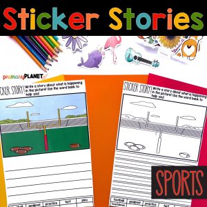 Cover image of Sports Sticker Stories: Creative Writing Center Idea!