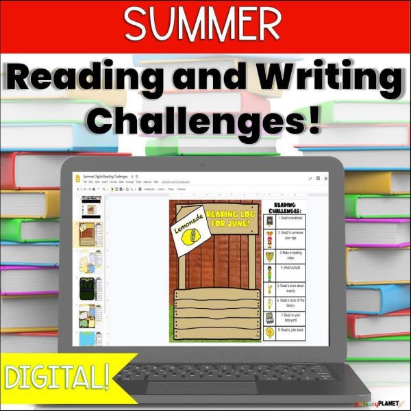 Cover image of Summer Reading Challenges and Summer Writing Prompts. Text: Summer Reading and Writing Challenges: Digital