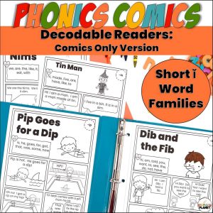 Image of Short i Phonics Readers. Text: Phonics Comics Decodable Readers Comics Only Version