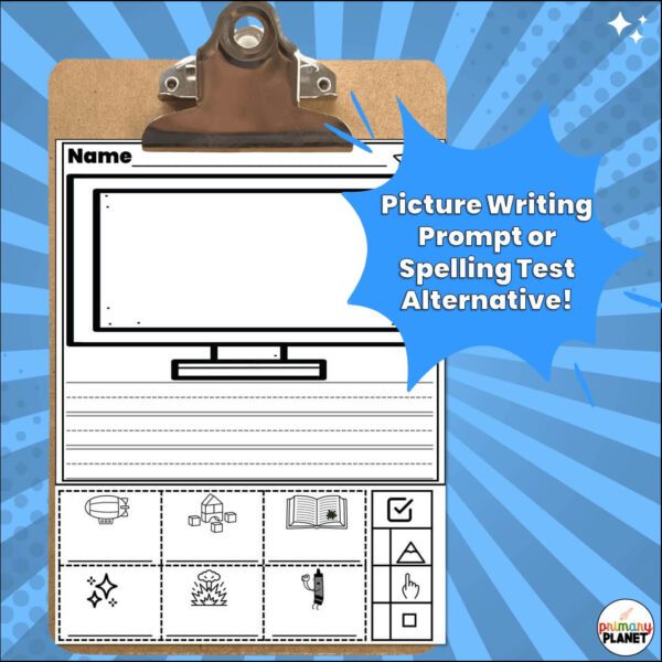 Image of an L Blends Picture Writing Prompt or Spelling Test Alternative. Text: Picture Writing Prompts or Spelling Text Alternative.