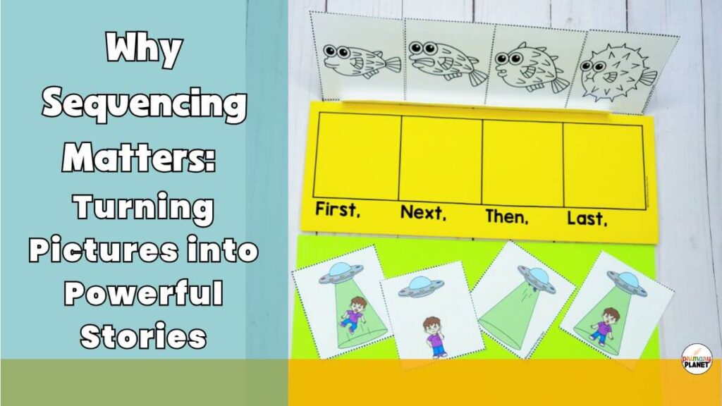 Image of sequencing activities with transition words. Why Sequencing Matters.