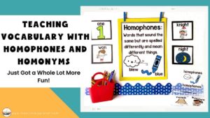 Image of Partner Pairing Cards/Memory Game. Text: Teaching Vocabulary with Homophones and Homonyms.