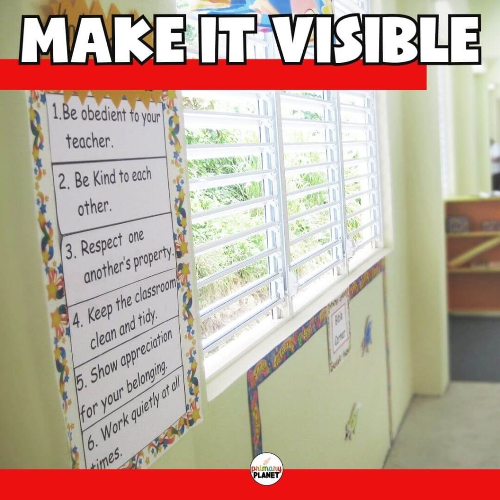 Image of a classroom anchor chart. Text: Make it Visible