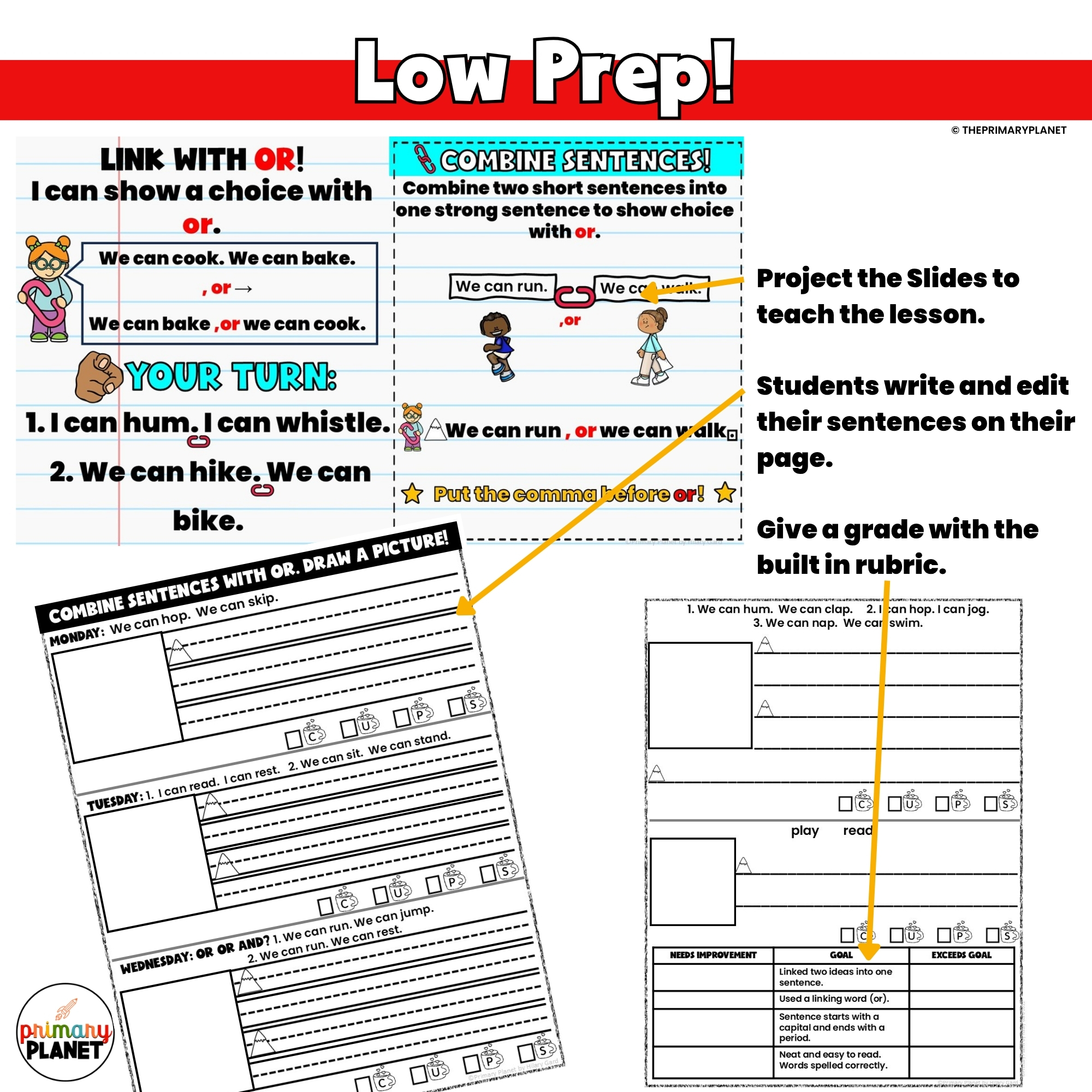 Combining Sentences with And, But, So, Or โ Compound Sentences Worksheets