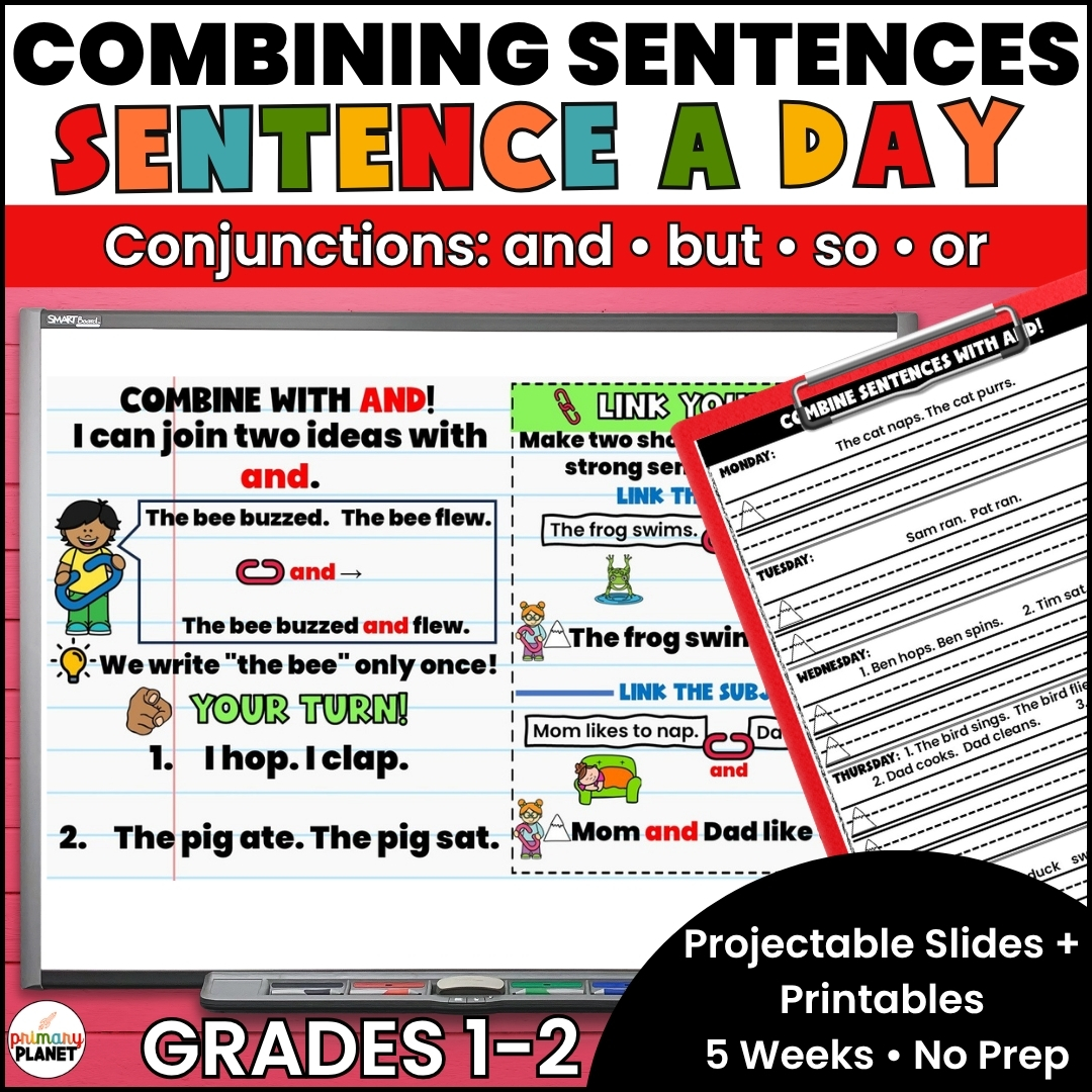 Combining Sentences with And, But, So, Or โ Compound Sentences Worksheets