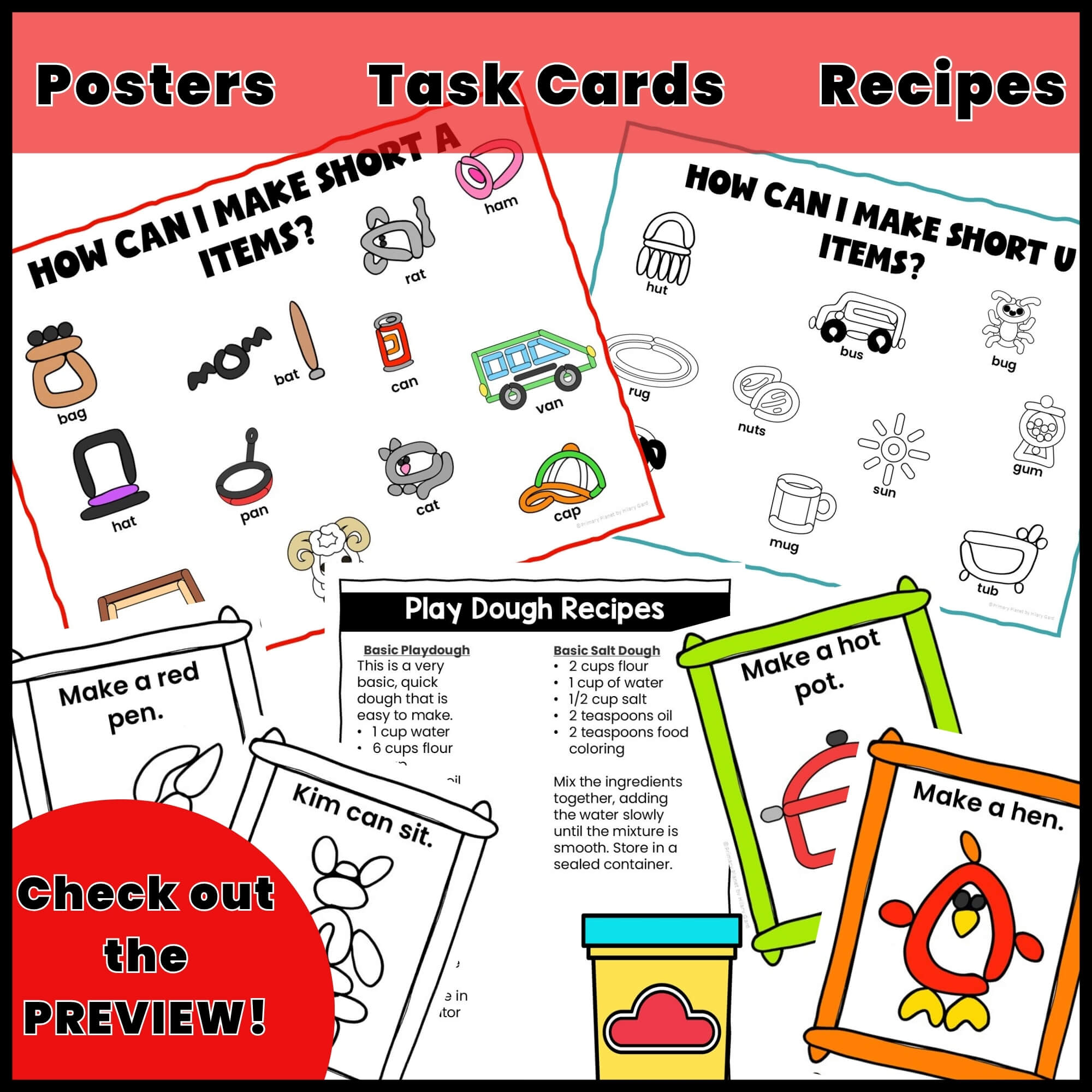 Mix It Up playdough activity page for building word families, NGSS-aligned